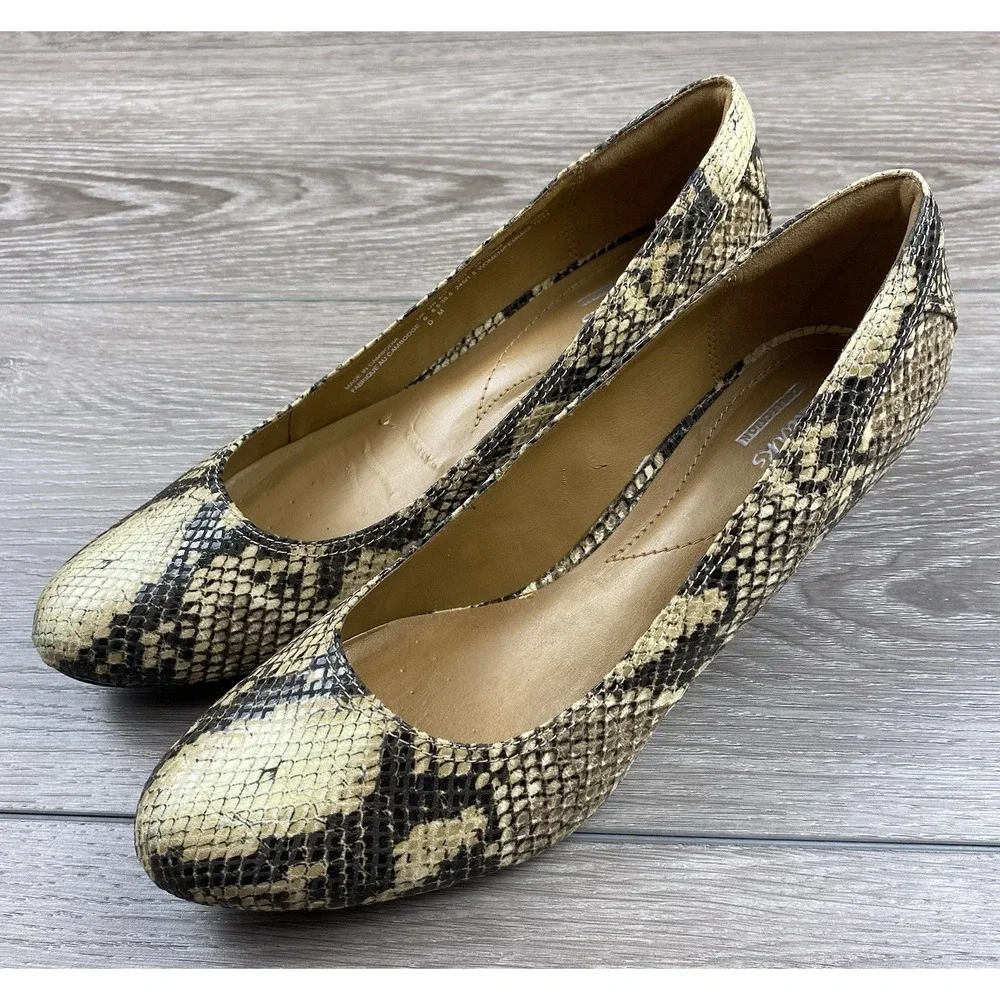 Clarks Women's Snakeprint Wedge Heels Multicolor Size 8.5 M‎